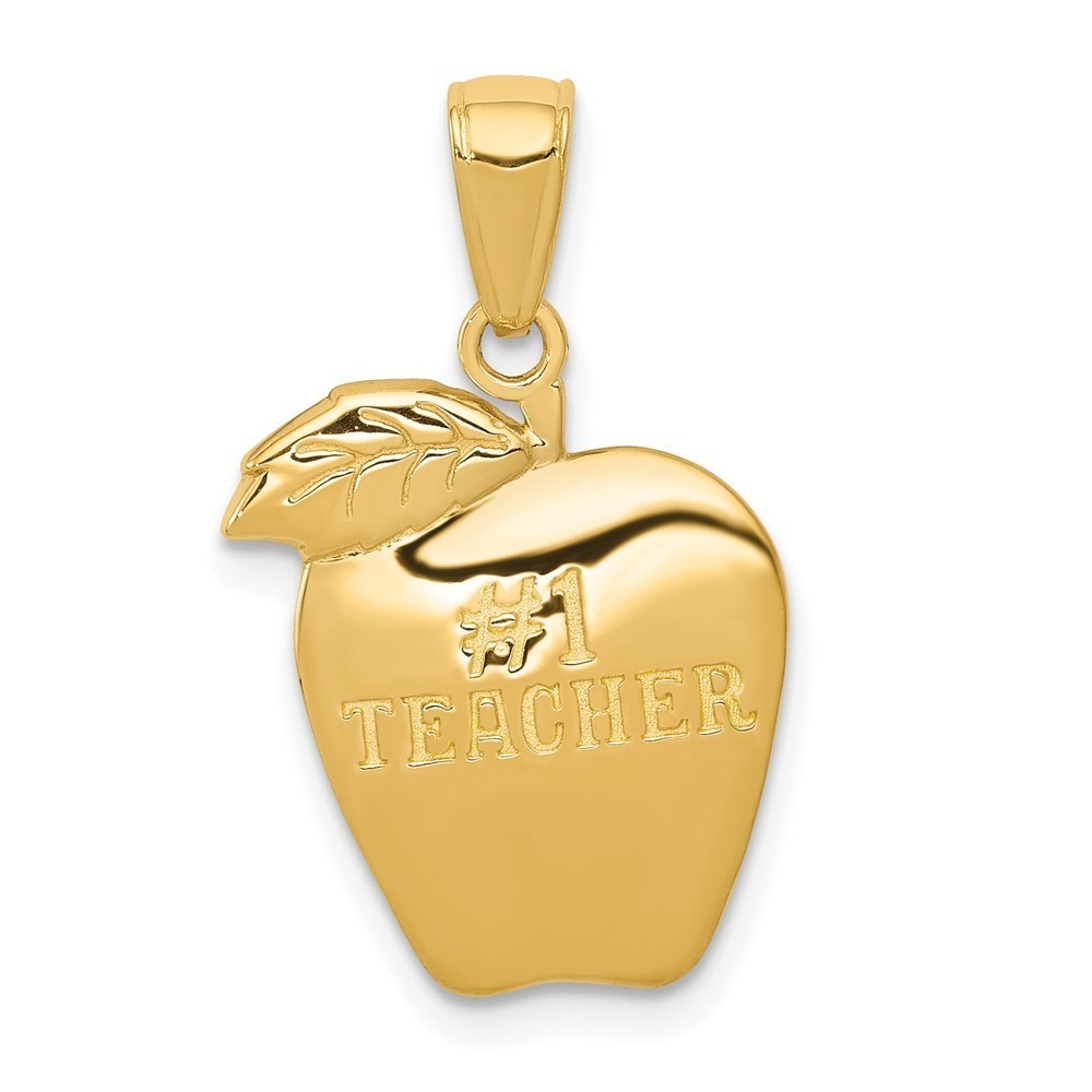 Million charms 10k Yellow Gold #1 Teacher Apple Necklace Charm Pendant
